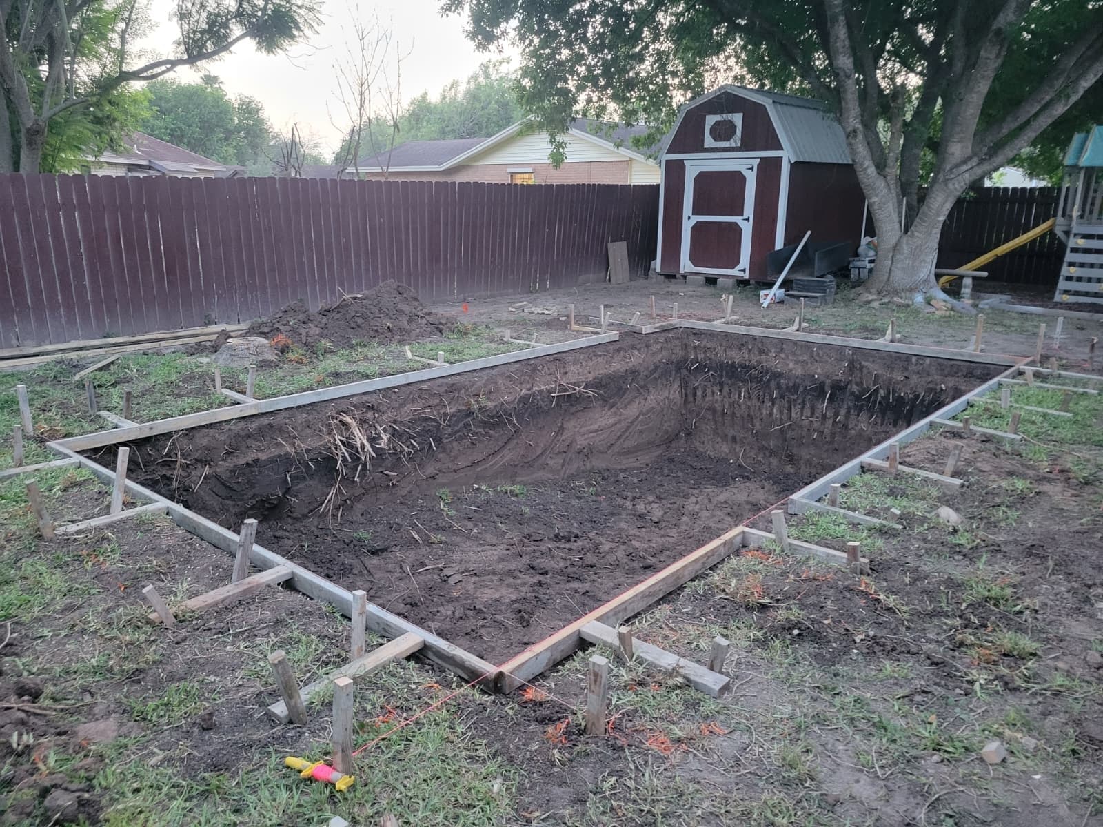 Pool excavation and layout at the start of a Garma Pools build